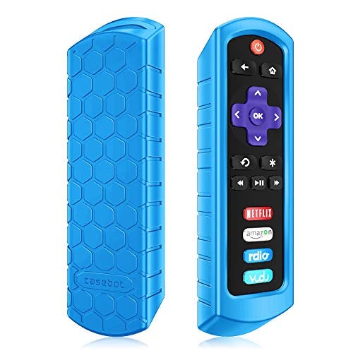 Product Cover Fintie Protective Case for Roku Steaming Stick (3600R) / TCL Roku TV RC280 Remote - Casebot [Honey Comb Series] Light Weight [Anti Slip] Shock Proof Silicone Remote Controller Cover, Blue