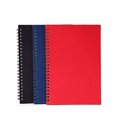 Product Cover GRT 3 Packs Soft Cover Spiral Notebook with Lined Paper A5 Steno Notepad 150 Sheets Totally, Wirebound Notebooks for Home Office School Travel Diary Memo Journal, 8.25 x 5.55 inch (Black Red Blue)