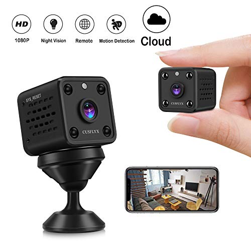 Product Cover Tektikon Mini Camera - CUSFLYX Tiny Portable 1080P WiFi Full HD Nanny Pet Office Sports Garage Home Surveillance Camera Auto IR Night Vision 150Â° Wide Angle Motion Detection Remote Video for Android and iOS