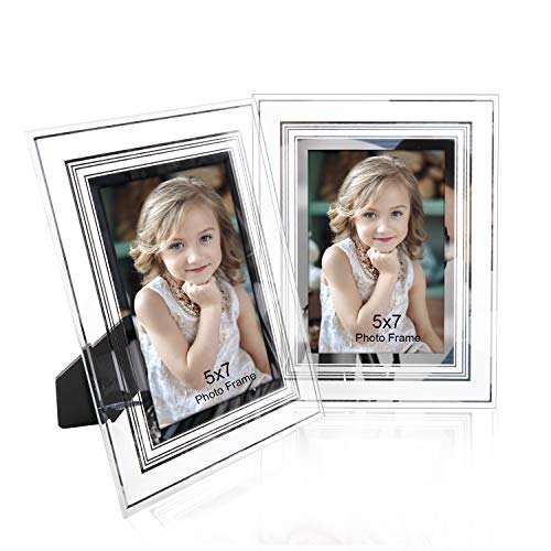Product Cover NUOLAN 5x7 Glass Picture Frame Fits 5by7 Inch Photos Prints for Table Top Display Only Set of 2 (NL-XK-5X7)
