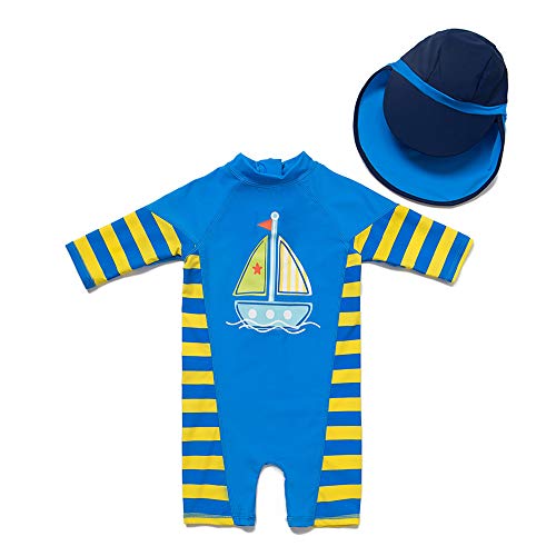Product Cover Infant Swimsuit Baby Boy Swimwear Baby Girl Sunsuits Toddler One Piece Bathing Suit with Sun Hat