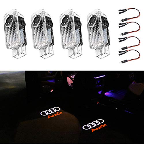 Product Cover Car Door LED Lighting Entry Ghost Shadow Projector Welcome Lamp Logo Light for AUDI Series Symbol Emblem Courtesy Step Lights Kit Replacement（4 pack）
