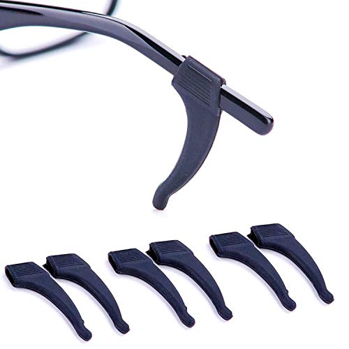Product Cover Anti-Slip Glasses Ear Hook Grip - 3 Pack - Stretch Fit for Sunglasses and Glasses (Black)