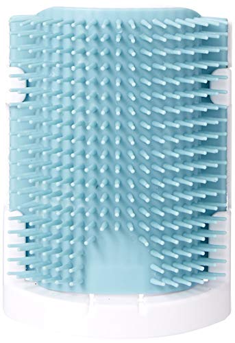 Product Cover Furry Friends Collection Cat Self Groomer - Wall Corner Brush Massage Comb with Soft Rubber Bristles - Kitten Scratch Tool Grooming Toy with Catnip, Extra Brush Insert, Strong 3M Adhesive & Screws