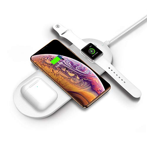 Product Cover FACEVER Fast Qi Wireless Charger Mat, 3 in 1 Wireless Charging Pad Compatible for Apple Watch Series 5 4 3 2 1, Airpods with Charging Case, iPhone 11 Pro Xs Max XR X 8 Plus Samsung S10 S9, White