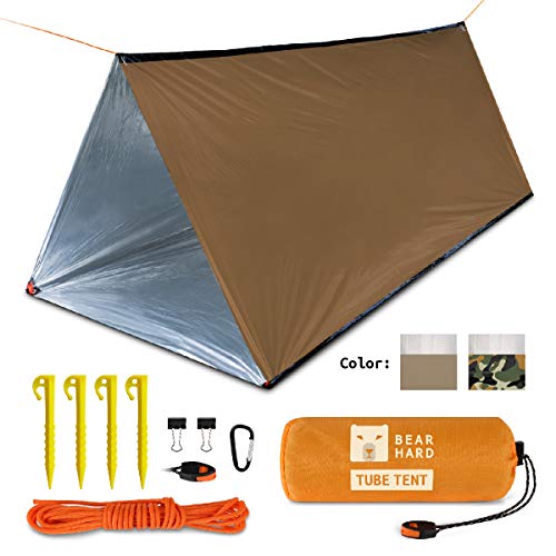 Product Cover Bearhard Emergency Tube Tent Lightweight Compact Rescue Large PE Foil Survival Tent Shelter for Camping, Hiking, Outdoor, NASA, Survival or First Aid