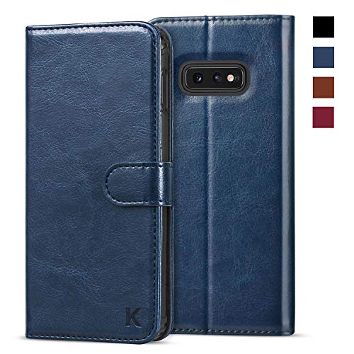 Product Cover KILINO Galaxy S10e Wallet Case [Shock-Absorbent Bumper][Card Slots][Kickstand][RFID Blocking] Leather Flip Case Compatible with Samsung Galaxy S10e - Blue