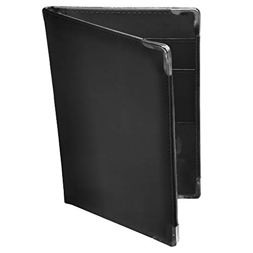 Product Cover Server Book Organizer for Waitress | 9 Pockets, 4 Metal Protective Corners, Zipper Pouch and Pen Holder | Waiter Waitress Wallet for Restaurant waitstaff | Black Leather Non Glitter (6 Colors)