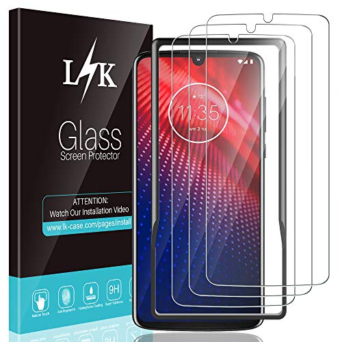 Product Cover [3 Pack] L K Screen Protector for Motorola Moto Z4, [Easy Installation Tray] Tempered-Glass 9H Hardness, Case Friendly