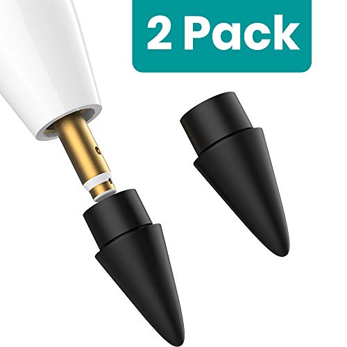 Product Cover Klearlook Replacement Tip for Apple Pencil,[2-Pack] Pencil Tips iPencil Nib for Apple Pencil 1st and 2nd Generation iPad Air iPad Mini iPad Pro Series,Screen Protector Supported [Black]