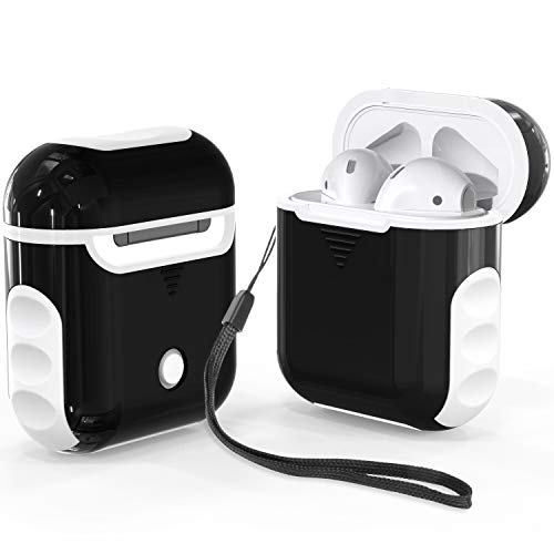 Product Cover ORETECH Airpods Case Cover, Heavy Duty Hybrid 2 in 1 Shockproof Full Protective Case Hard PC+Soft Rubber Silicone Skin Cover Accessories Kits for Airpods 1/Airpods 2 - Black&White