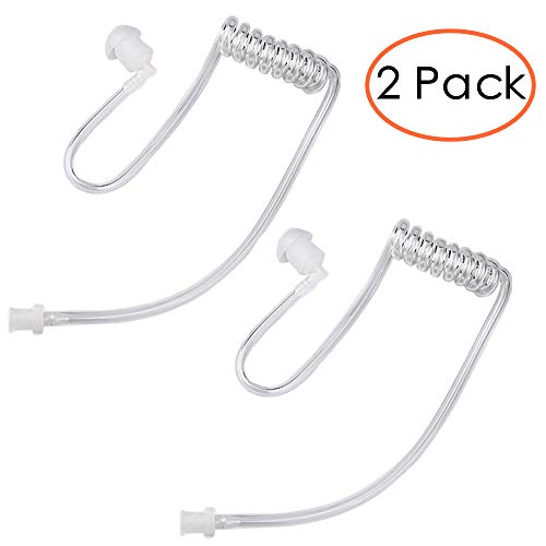 Product Cover Acoustic Tube Earpiece Coil Tubes Replacement for Two Way Radio Headsets FBI Style Motorola Kenwood Walkie Talkie Earpieces【2 Pack】 with 2X Radio Earbuds by LeiMaxTe