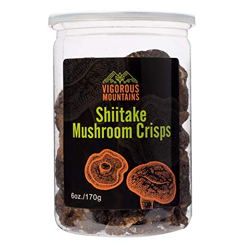 Product Cover VIGOROUS MOUNTAINS Shiitake Mushroom Crisps Snack Dried Vegetables Delicious Food 6 OZ