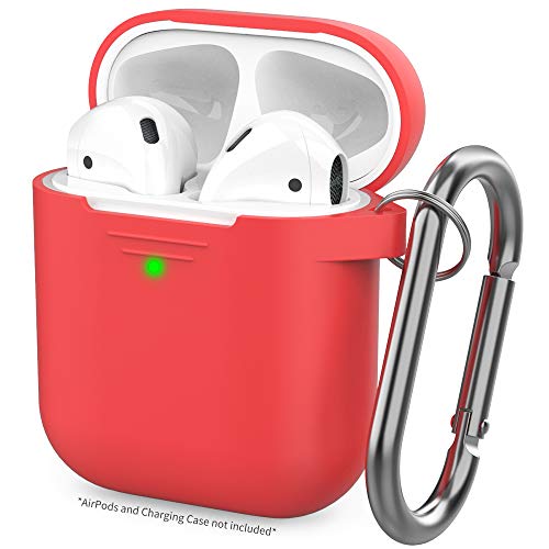 Product Cover AhaStyle Upgrade AirPods Case Silicon Protective Cover [Front LED Visible] Compatible with Apple AirPods 2 and 1(Red)