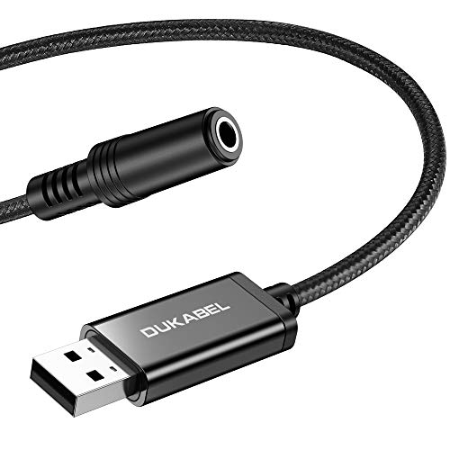 Product Cover DuKabel ProSeries USB to 3.5mm Jack Audio Adapter, TRRS 4-Pole Mic-Supported USB to Headphone AUX Adapter Built-in Chip External Stereo Sound Card for PS4 PC and More [Metal Housing & Durable Braided]