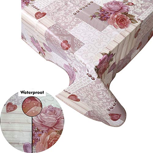 Product Cover Decoser Heavy Duty Flannel Backed Vinyl Tablecloth Easy to Wipe-Clean Oil-Waterproof Plastic Round Square Rectangle 55x55-55x72 inch Table Cover