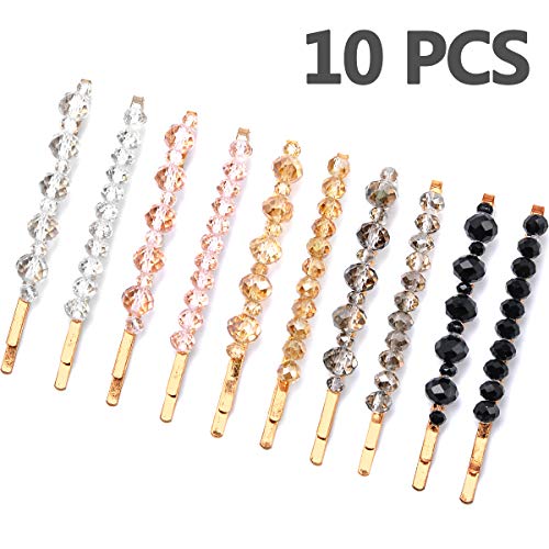 Product Cover Hair Clips Wenida 10 Pieces Fashion Crystal Metal Hair Pins Barrettes Bobby Pins Decorative Hair Styling for Women Girls