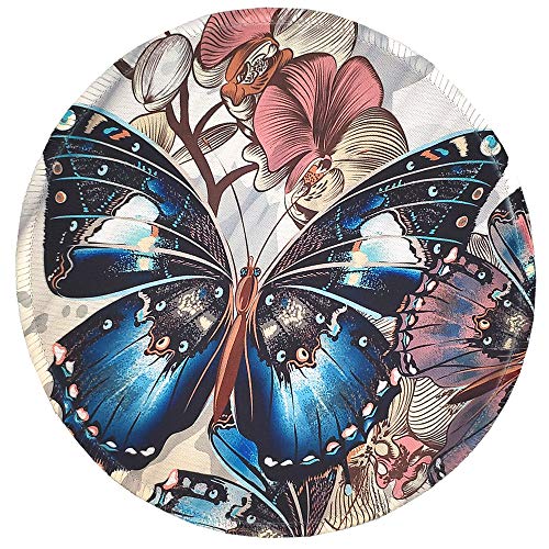 Product Cover BOSOBO Mouse Pad, Round Butterfly Mouse Mat, Cute Mousepad with Designs, Small Non-Slip Rubber Mouse Pad with Stitched Edges, Customized Mouse Pad for Women Girls Office Computer Laptop Travel Working
