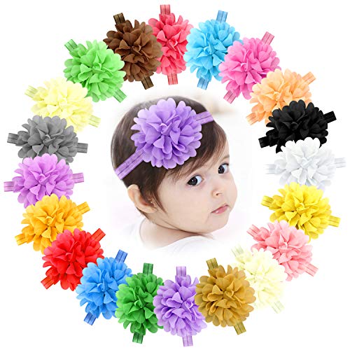 Product Cover 20pcs Baby Girls Headbands Chiffon Flower Soft, Multicoloured, Size Small Baby