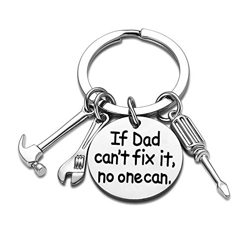 Product Cover Dad Keychain Dad Gifts from Son Daughter Christmas Gift Keyring Father's Day Gift for Dad Papa Daddy (If dad Can't fix it, no one can)