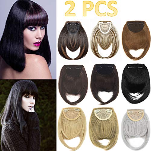 Product Cover 2Pcs Clip in Bangs Hair Extensions Thick Full Neat Bangs Fringe Hair Extension 8
