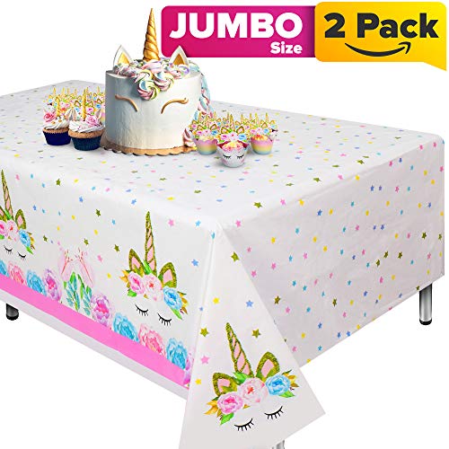 Product Cover Unicorn Tablecloth, Set of 2 unicorn table cloth for birthday party, Extra-Large 108