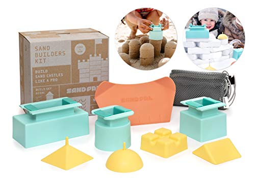 Product Cover Sand Pal Beach Sand & Snow Castle Building Kit, 9-Piece Brick Maker and Toy Set, Construction Shape Molds for Girls and Boys Summer & Winter Fun for Toddlers to Teens and Adults, with Carrying Case