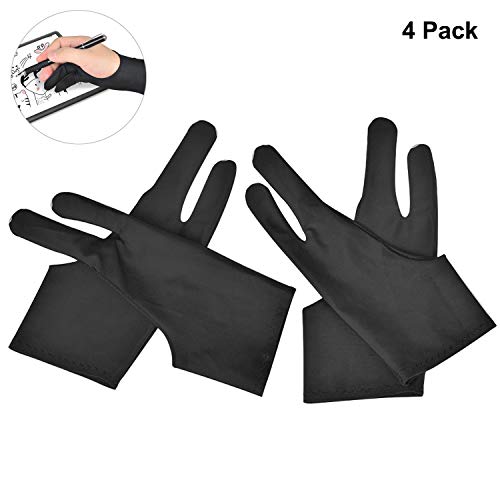 Product Cover OTraki 4 Pack Artist Gloves for Drawing Tablet Free-Size Artist's Drawing Glove with Two Fingers for Graphics Pad Painting Good for Right Hand or Left Hand - 2.95x7.87 inch