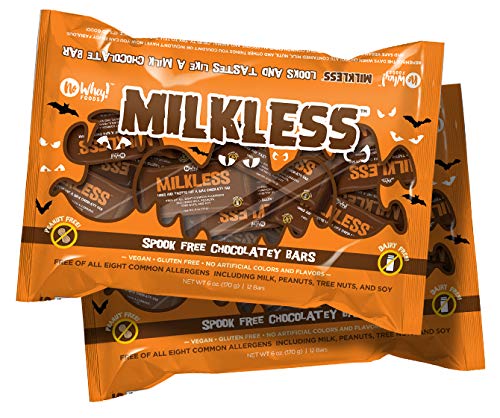 Product Cover No Whey Foods - Spook Free Milkless Bars (2 Pack) - Allergy Friendly and Vegan Chocolate Halloween Candy - Dairy Free, Nut Free, Peanut Free, Gluten Free