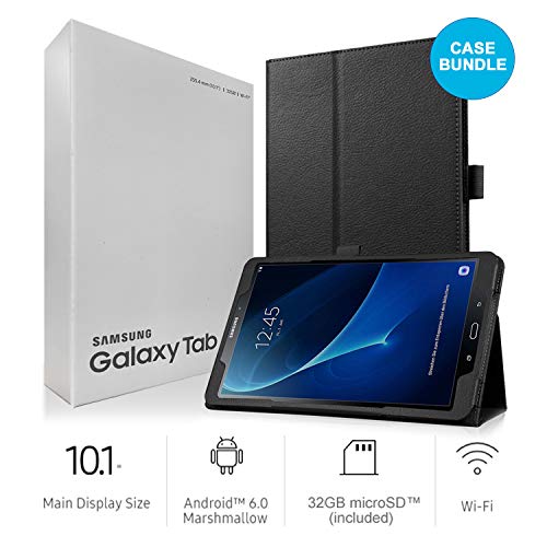 Product Cover Samsung Galaxy Tab A SM-T580 10.1-Inch Touchscreen 32 GB Tablet (2 GB Ram, Wi-Fi, Android OS, Black) International Version Bundle with Case, Screen Protector, Stylus and 32GB microSD Card
