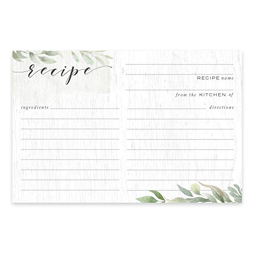Product Cover Farmhouse Greenery Recipe Cards from Dashleigh, 48 Cards, 4x6 inches, Sage Green and White, Water-Resistant and Double-Sided (Farmhouse Recipe Cards)