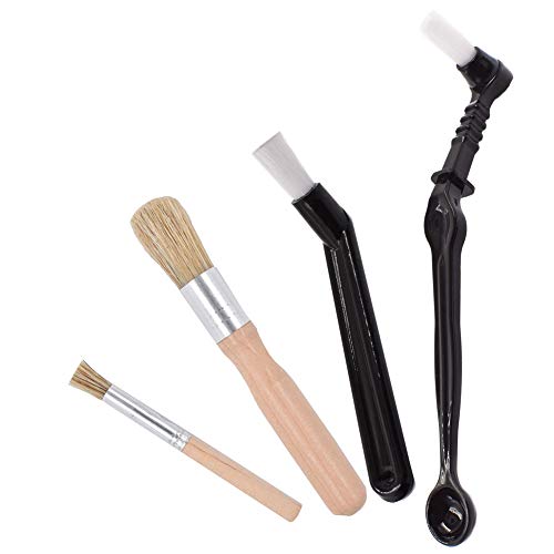 Product Cover DXary Coffee Machine Cleaning Brush Set 4 Pieces Coffee Cleaning Brush Wooden Cleaning Brush for Grinders and Nylon Espresso Brush for Coffee Machine Group Head (A)