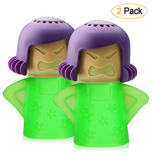 Product Cover Angry Mama Microwave Cleaner - Angry Mom Mad Creay Mama Microwave Oven Cleaner High Temperature Steam Cleaning Equipment Tool Easily Crud Steam Cleans Add Vinegar and Water for Kitchen (Green-2 pack)