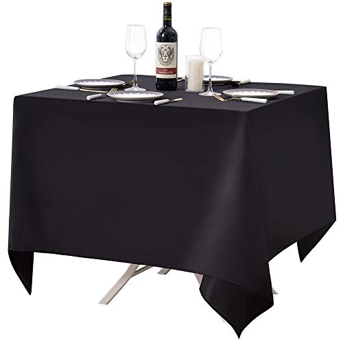 Product Cover Surmente Square Tablecloth for Square or Round Tables 100% Polyester 70x70 Table Cloth for Weddings, Banquets, or Restaurants (Black)