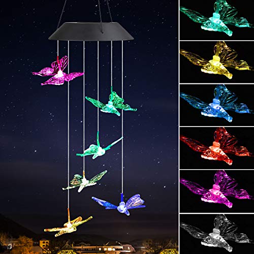 Product Cover EEEKit Butterfly Solar Wind Chimes, Solar Powered Windchime Color-Changing Led Hanging Lamp Light Wind Chime for Outdoor Indoor Gardening Yard Pathway Decor