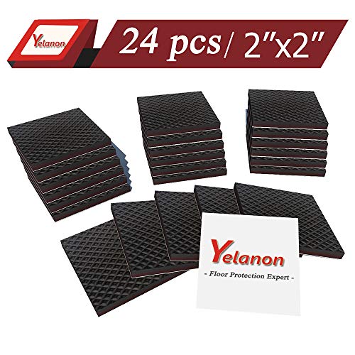 Product Cover Yelanon Furniture Pads Non Slip 24pcs 2'' Furniture Leg Pads,Furniture Gripper, Self Adhesive Rubber Feet Pads Anti Scratch for Hardwood Tile Wood Floor Chair Leg Floor Protectors