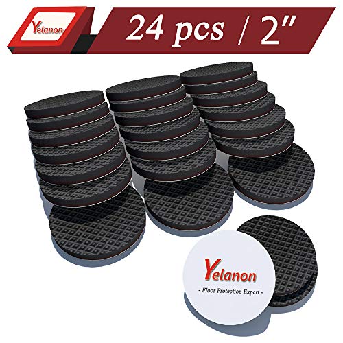 Product Cover Yelanon Non Slip Furniture Pads 24 pcs Anti Skid Furniture Pads Stopper Self Adhesive Rubber Feet Wood Floor Protector for Furniture Grippers on Hardwood Floor - Protectors for Chair Legs