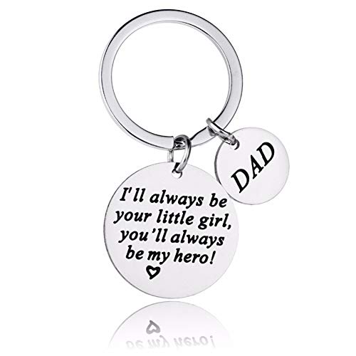 Product Cover Christmas Gifts Keychain for Dad - Dad Gift from Daughter for Birthday, Father's Day-I'll Always Be Your Little Girl, You Will Always Be My Hero Keychain