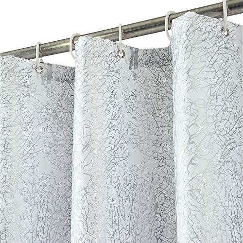 Product Cover YJ YANJUN Silver Tree Shower Curtain - Embossed Branches Design Luxury Waterproof Shower Curtain 72x72 Inch 1 Panel