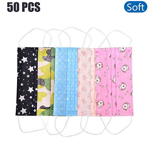 Product Cover Timoo 50 PCS Disposable Face Mask Printed Earloop Dust Mask Cute Mouth Cover Mask for Adults