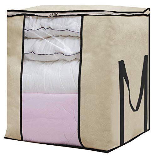 Product Cover SLEEPING LAMB Jumbo Storage Bag Organizer Foldable Clothes Storage Container for Comforter Clothing Sweater Extra Large Blanket Storage Bags, Beige