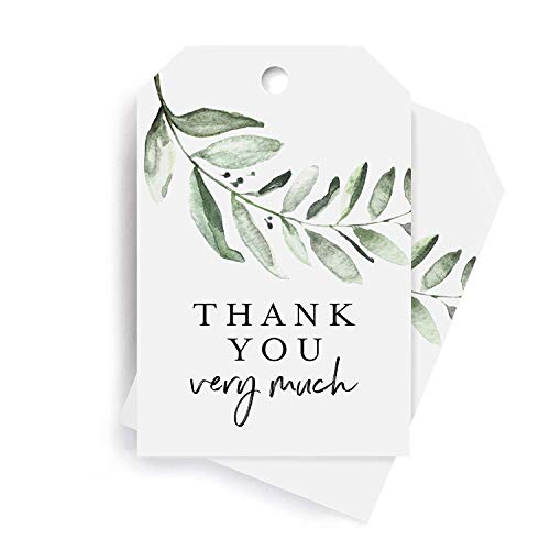 Product Cover Bliss Collections Greenery Favor Thank You Tags - Perfect for: Wedding Favors, Baby Shower, Bridal Shower, Birthday or Special Event - 50 Pack