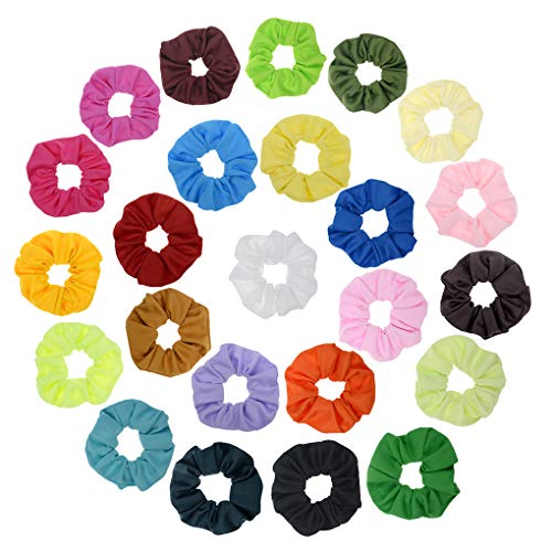 Product Cover 24 Pack Candy Color Scrunchies Women Elastic Hair Ties Ropes (Color may Vary)