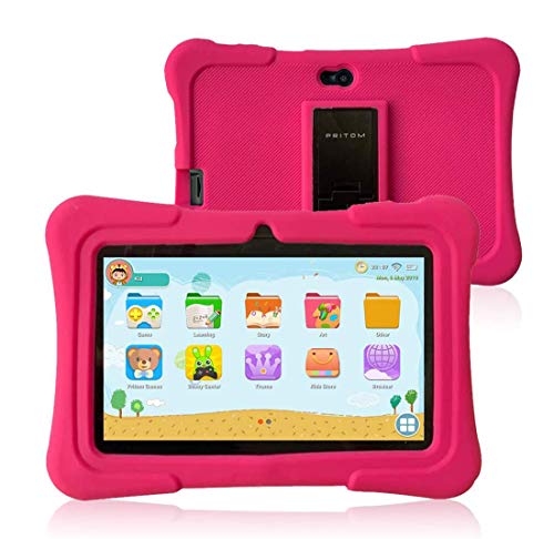 Product Cover Pritom 7 inch Kids Tablet | Quad Core Android,1GB RAM+16GB ROM | WiFi,Bluetooth,Dual Camera | Educational,Games,Parental Control,Kids Software Pre-Installed with Kids-Tablet Case (Pink)