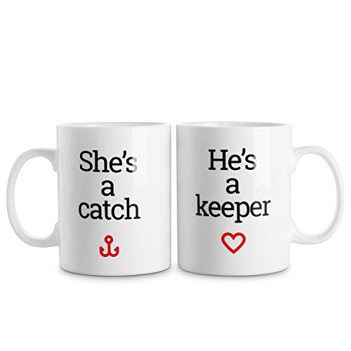 Product Cover LIFVER Funny Couple Mugs 16 Ounces, Christmas Gifts Coffee Mug for Him and Her, Wedding Gift for Bride and Groom, Anniversary Gifts for Husband and Wife, Set of 2, White