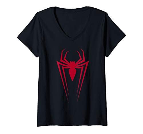 Product Cover Womens Marvel Spider-Man Red Spider Logo V-Neck T-Shirt