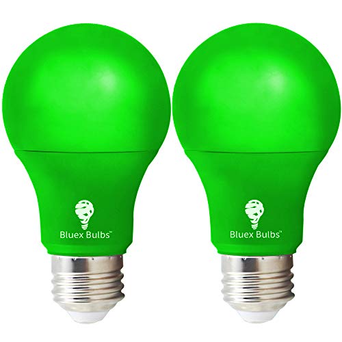 Product Cover 2 Pack BlueX LED A19 Green Light Bulb - 6W (50Watt Equivalent) - Dimmable - E26 Base LED Green Lights, Party Decoration, Porch, Home Lighting, Holiday Lighting, Decorative Illumination Green Bulb