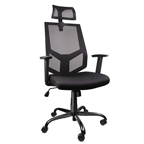 Product Cover High Back Ergonomic Office Chair Mesh Desk Chair with Adjustable Headrest/Neck Support Computer Task Chair Dark Black