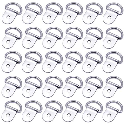 Product Cover 30 Pack Small Steel D-Ring Tie Downs, ExcelFu D Rings Anchor Lashing Ring for Loads on Case Truck Cargo Trailers RV Boats
