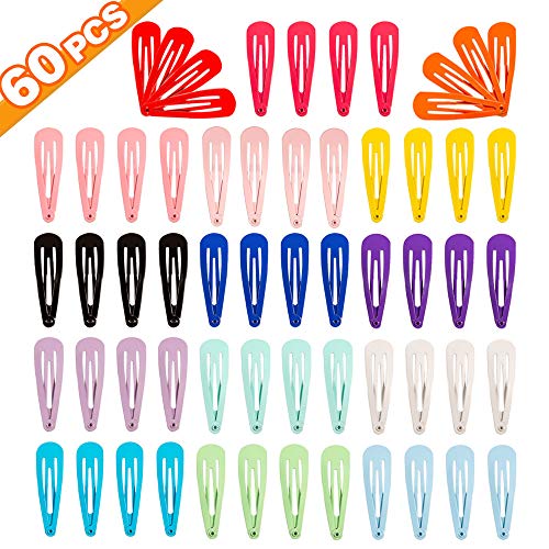 Product Cover 60PCS Snap Hair Clips, ASFOS Premium Kids Barrettes Metal Non Slip Hair Bow Clips for Girls Toddler, 2 Inch 15 Colors